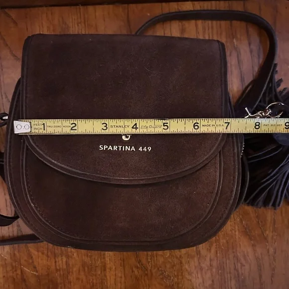 Spartina 449 Coffee Suede Saddle Crossbody Bag - Picture 13 of 15